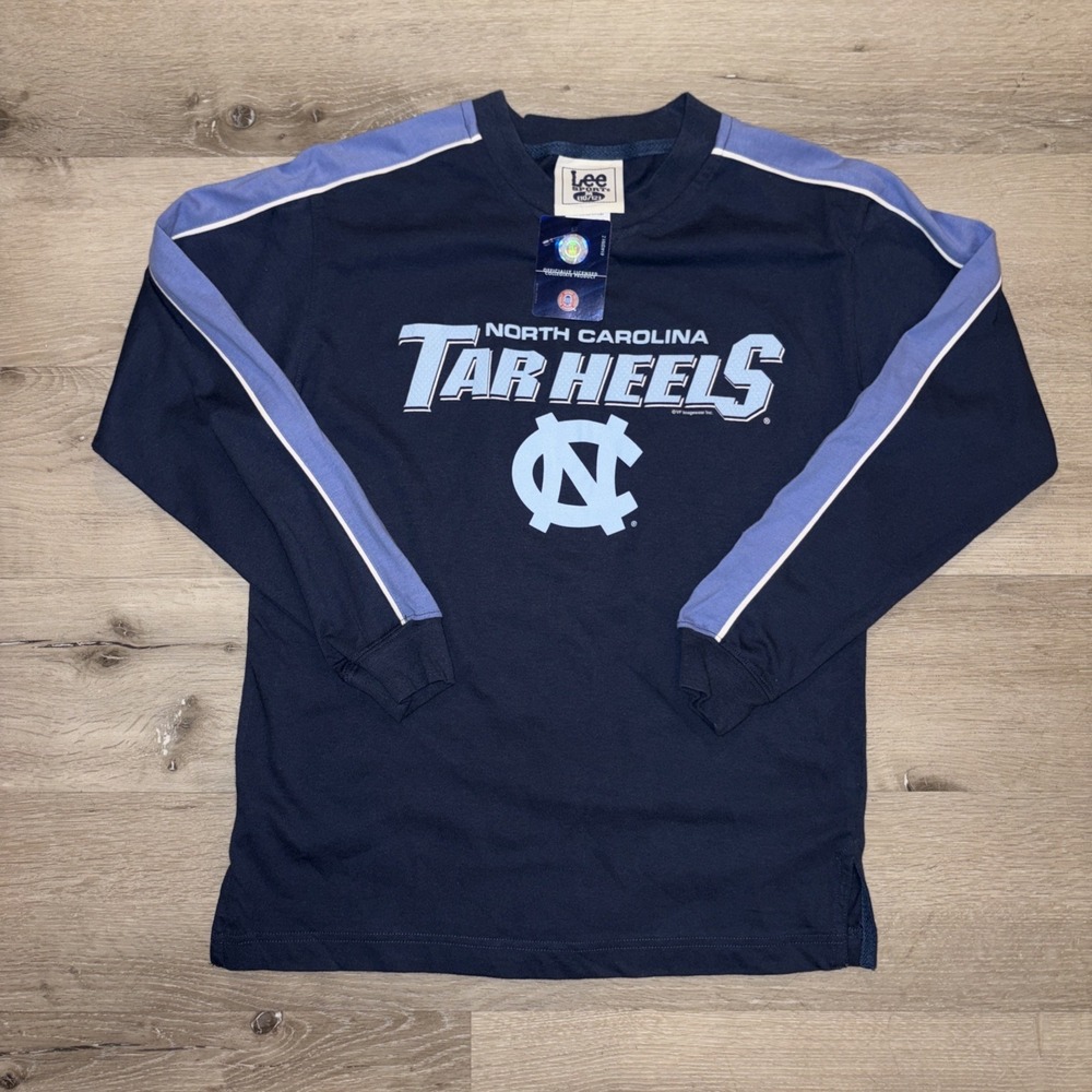 Vtg‎ North Carolina Tar Heels Long Sleeve T Shirt Youth Medium 10/12 Blue NCAA